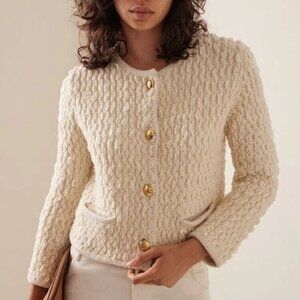 NWT$910 Nili Lotan Bridget Wool Boucle Knit Cardigan Sweater Short Jacket L (10)